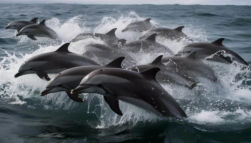Grupo de golfinhos, animais marinhos inteligentes